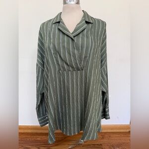 Anthropologie Green Striped Blouse #131